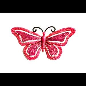 Vintage hot pink butterfly brooch JJ